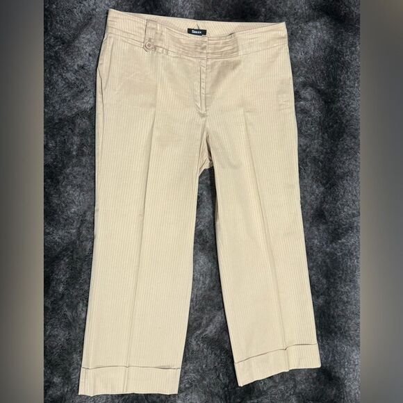 Simax Women 10 Stretch Beige Stripe Wide Leg Pedal Push Pants - Picture 9 of 10